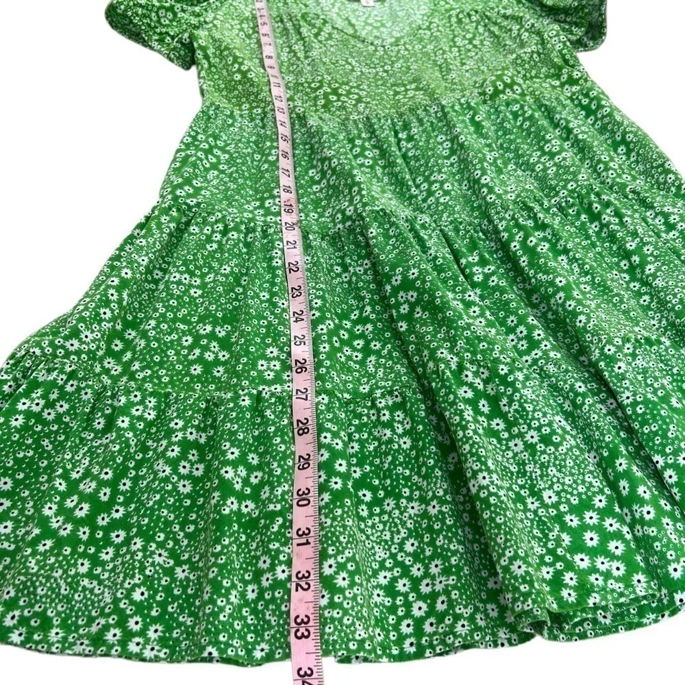 Violet Skies Green Floral Dress Medium